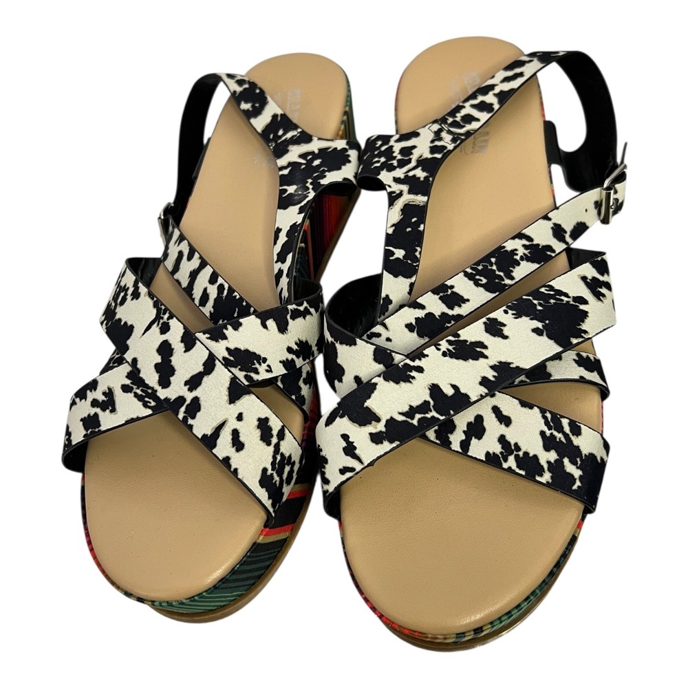 Crazy Train Womens Cow Cute Wedges Cow Print Serape Striped Platform Sandals 11 - Picture 6 of 9